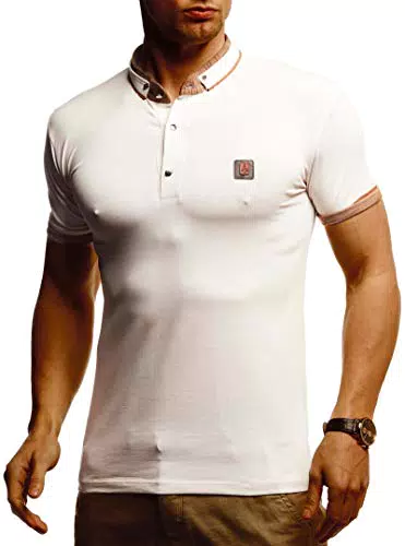 Polo Leif Nelson da Uomo a Maniche Corte con Colletto Casual in Cotone Beige