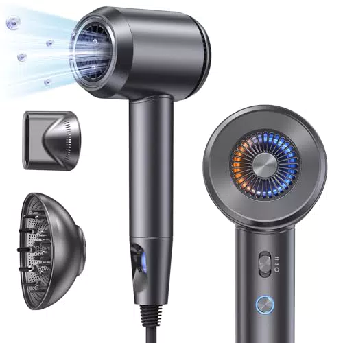 Asciugacapelli Ionico Llano con Diffusore da Viaggio Brushless 1800W - Asciugatura Veloce e Ioni Negativi