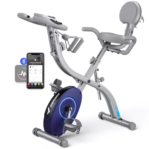 Cyclette Pieghevole MERACH 4 in 1 con Monitor LCD e Misurazione delle Pulsazioni
