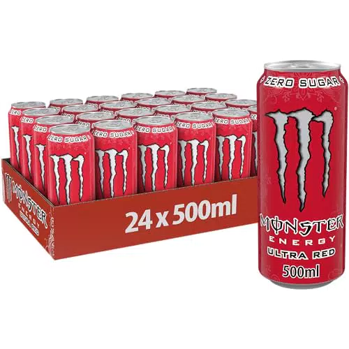 Monster Energy Ultra Red - Bevanda Energetica senza Zuccheri al Gusto di Frutti Rossi