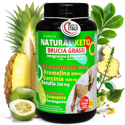 Natural Keto Brucia Grassi Potenti con Glucomannano e L-Carnitina - Drenante Forte Dimagrante Termogenico