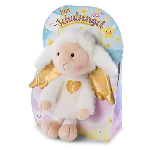 NICI Angelo Custode La La Lammie 30 cm in Scatola Regalo - Pupazzo Imbottito per Bambini - Animali di Peluche Bianco/Oro