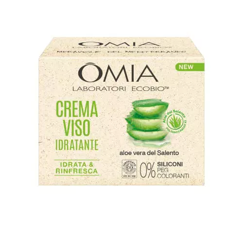Omia Crema Viso Idratante all'Aloe Vera del Salento - Senza Siliconi - Adatta a Tutti i Tipi di Pelle