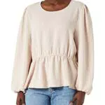 Only - T-Shirt a Manica Lunga Collo a O Femminile