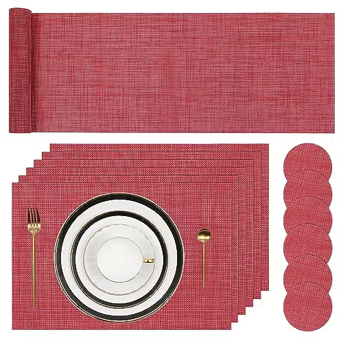 Set di Tovagliette e Sottobicchieri con Runner da Tavolo per Sala da Pranzo e Cucina