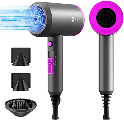 Slopehill Phon Ionico Professionale con Motore AC 1800w e 3 Impostazioni di Temperatura