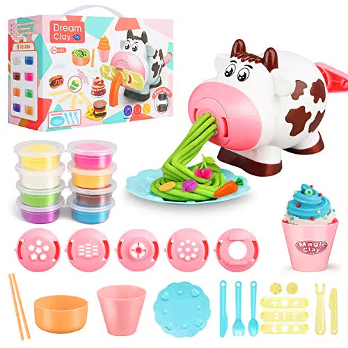 Set di Strumenti Playdough per Pasta Modellabile: Cucina Spaghetti e Gelato, Bambini 3-8 Anni