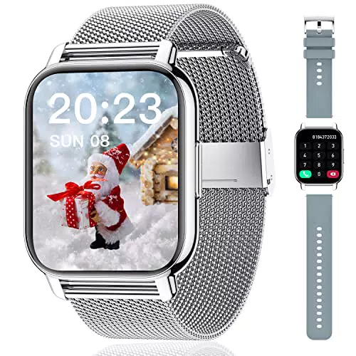Popglory Smartwatch Uomo Donna, 2 Cinturini Orologio Chiamate e Whatsapp