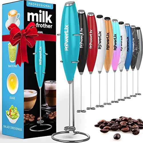 PowerLix Frullino Montalatte Elettrico Cappuccino in Acciaio Inossidabile, Nero