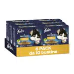 Purina Felix Le Ghiottonerie Cibo Umido per Gatti con Platessa, Tonno, Coniglio e Pollo