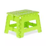 Sgabello Pieghevole Relaxdays con Gradino e Manico, Verde Antiscivolo