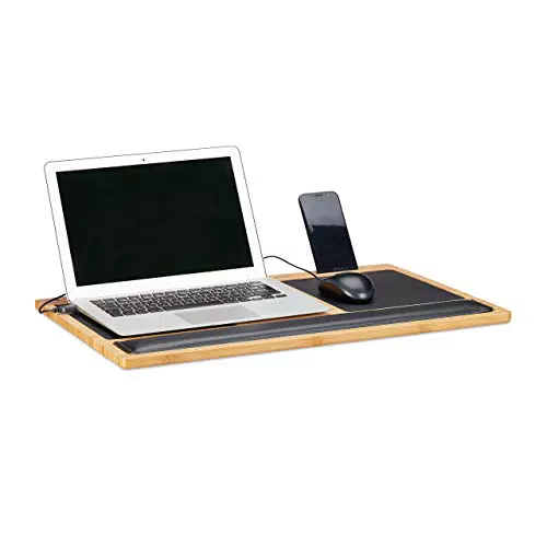 Tavolino per PC Relaxdays con Vassoio da Letto e Supporto, Legno Naturale