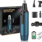 Rasoio Taglia Peli Naso e Orecchie Professionale 3 in 1, Impermeabile IPX7 Doppio Bordo