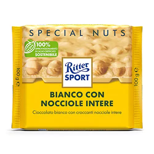 Ritter Sport Cioccolato Bianco con Nocciole Intere e Riso Soffiato