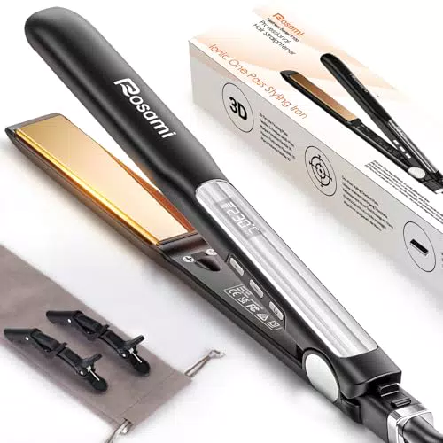 Piastra per Capelli Ionica al Titanio 2 in 1 - Lisciante e Arricciante con Display LCD