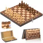 Scacchiera in Legno 3 in 1 Magnetica - Giochi da Tavolo per Famiglie