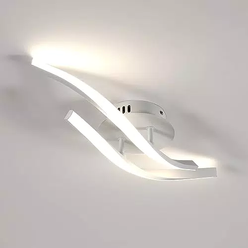 Plafoniera LED Seamoon Moderna con 2 Luci Curve per Soffitto - Bianco Neutro 4500K