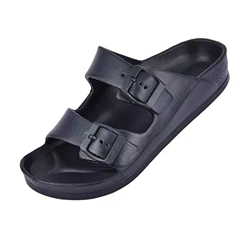 Shenji Ciabatte Sandalo Uomo Comfort Punta Aperta con Fibbia
