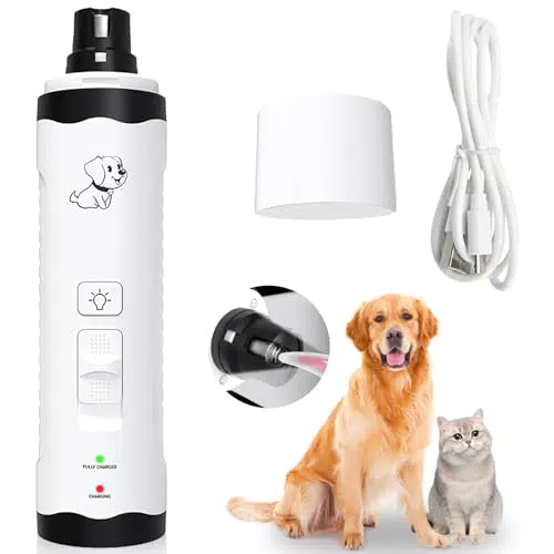 Smerigliatrice per Artigli per Cani con Luci a LED e Lima per Unghie - Trimmer Elettrico Silenzioso per Artigli di Cani e Gatti