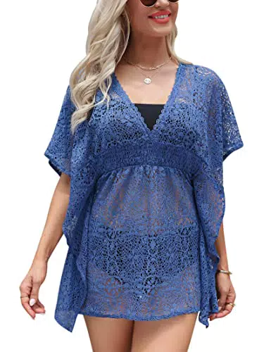 Copricostume Donna Mare Pizzo Estivo Terecey Scollo a V Bikini Cover Up
