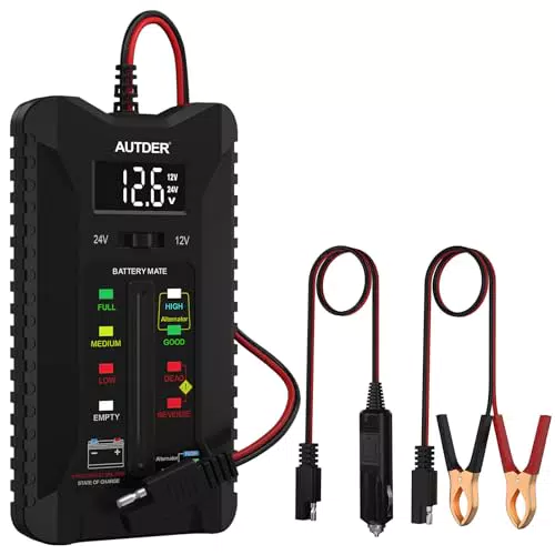 Autder - Tester di Batteria e Voltmetro Digitale 12V 24V con Display LCD