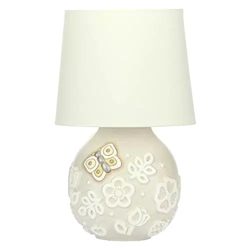 Lampada da Tavolo THUN Decorata con Fiori e Farfalla - Linea Prestige