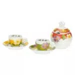 THUN Set Tazzine Espresso e Zuccheriera Porcellana Decorata Motivi Floreali