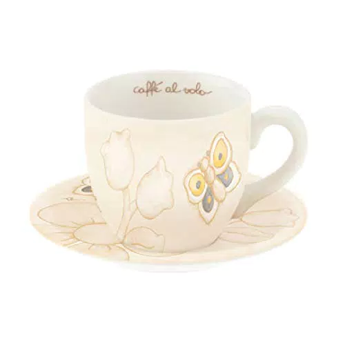THUN - Tazza Grande Decorata con Fiore e Farfalla - Linea Elegance