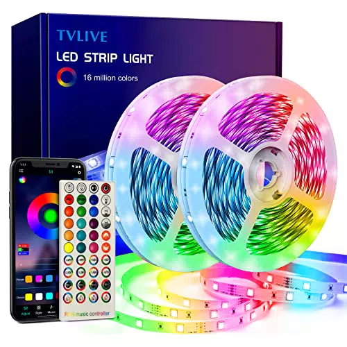TVLIVE Striscia LED 20 Metri con APP e Controller Bluetooth - 28 Modalità Musicale