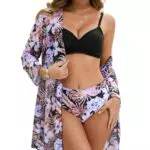 Costume Bikini Due Pezzi Donna con Push Up e Reggiseno Imbottito - Stile Tankini Curvy - Nero