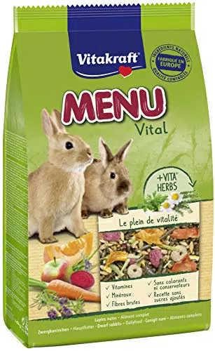 Vitakraft Cibo Coniglio Nano Menu Vital - Alimentazione Completa Ingredienti Naturali - Ricetta Speciale AntiOdori
