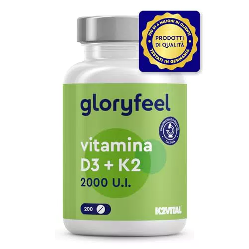 K2VITAL - Integratore Vitamina D3 e K2 per Ossa, Denti e Sistema Immunitario
