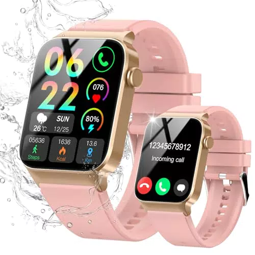 VKROBAG Smartwatch Fitness con Chiamate, Sportive Watch con Contapassi e Cardio, Impermeabile IP68 - Rosa