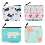 Portafoglio da Donna con Design a Cartone Animato e Zip in Tela