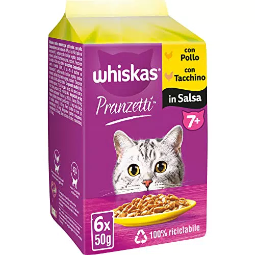 Whiskas Pranzetti Carni Bianche 7+ Senior - Cibo Umido per Gatti - Confezioni da 12 Bustine