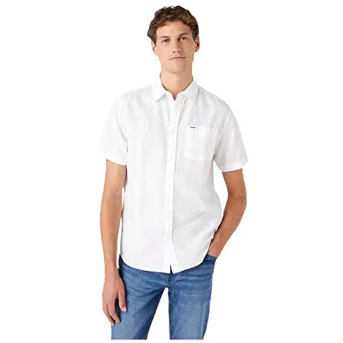 Wrangler SS 1 Pkt Shirt Maglietta, Bianco