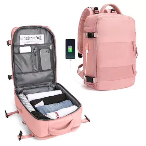 Zaino da Viaggio Grande da Donna Impermeabile con Porta USB - Ideale per Escursionismo e Laptop da 14"