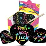 Rainbow Scratch Art Bomboniere ZMLM - Mini Heart Scratch Art Note Pads Craft Paper for Kids DIY Cards - Scratch Art Supplies Birthday Game Toys