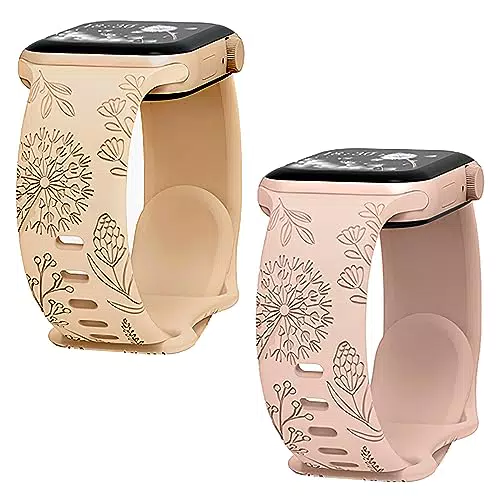 Cinturino Apple Watch con Tarassaco Inciso in Silicone - Compatibile con Serie iWatch
