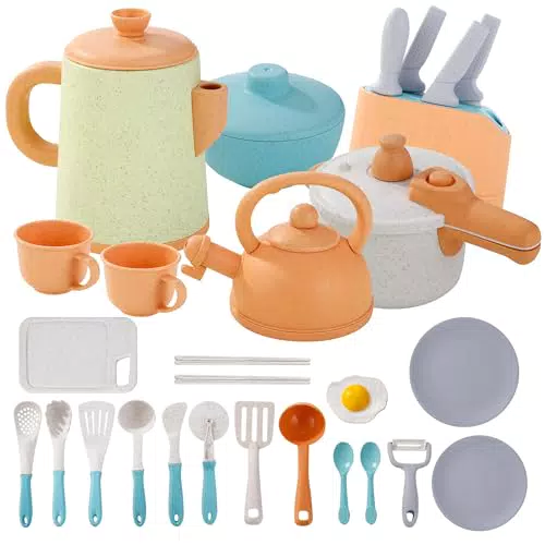 Set Accessori Cucina Giocattolo per Bambini - Gioco da Chef, Regalo Compleanno 3-5 Anni