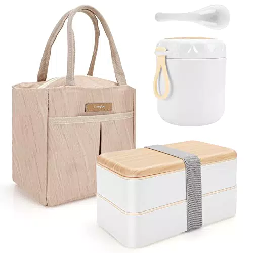 Scatola Pranzo Achort Bento Box 2 Strati con Set Posate e Tazza da Minestra