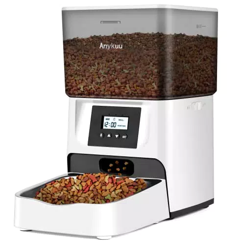 Distributore Automatico Cibo Gatti con Timer e Registrazione Vocale - Dispenser Crocchette per Animali di Piccola e Media Taglia