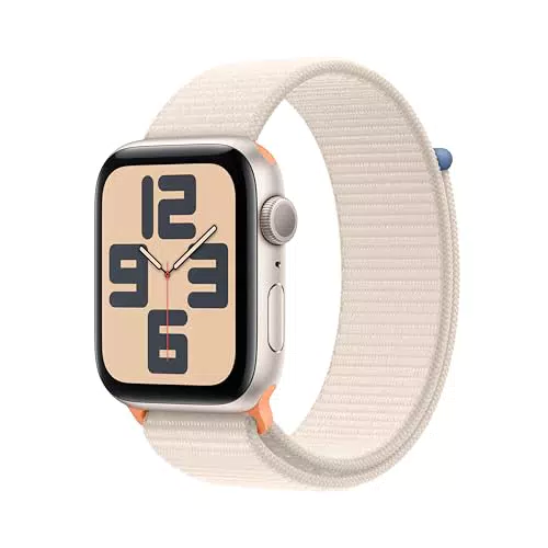 Apple Watch SE GPS 44 mm Smartwatch con cassa in alluminio color galassia e Sport Loop galassia. Fitness tracker