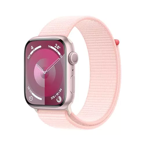 Apple Watch Series 9 GPS 45mm Smartwatch con cassa in alluminio e Sport Loop rosa - Fitness tracker e display Retina always-on