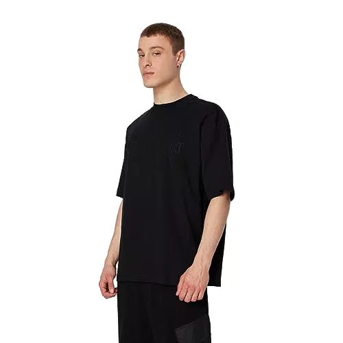 Armani Exchange Maglione Polo Nero con Logo in Rilievo