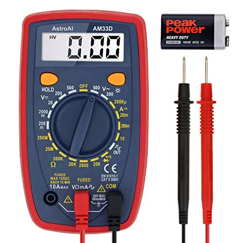 AstroAI Multimetro Digitale Tester di Tensione Corrente CC/CA con Retroilluminazione e Buzzer