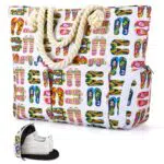 Auniq Borsa da spiaggia extra large impermeabile per donna borsa a tracolla estiva in tela con zip e scomparto per scarpe