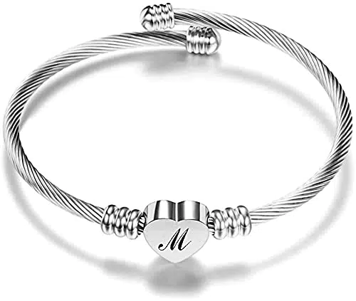 Bracciale Aurstore in Acciaio Inossidabile Regolabile con Lettera Personalizzabile - Da Donna