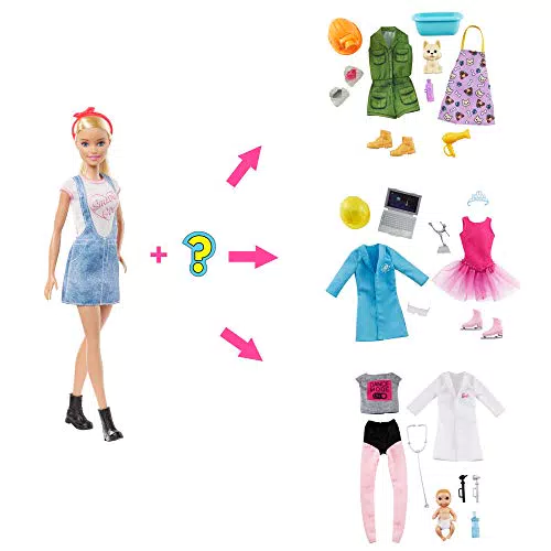Barbie Carriere a Sorpresa Bambola con 2 Outfit Ingegnere e Pattinatrice