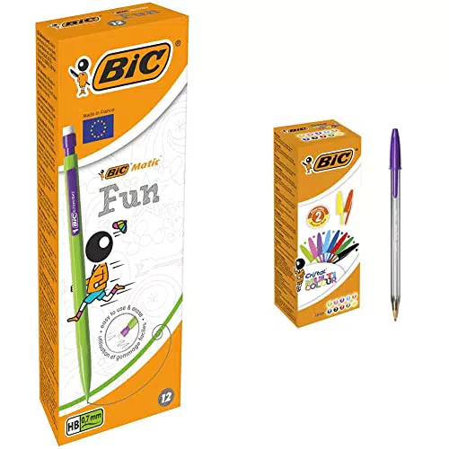 BIC Matite Grafite a Scatto HB con Gomma & Penna Sfera Multicolore
